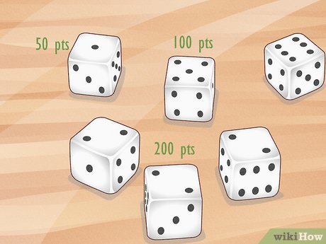 Step 3 Check the dice for any 1s, 5s, and sets of the same dice.