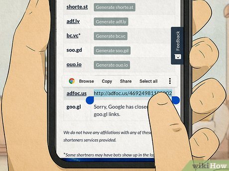 Step 7 Copy the shortened URL.