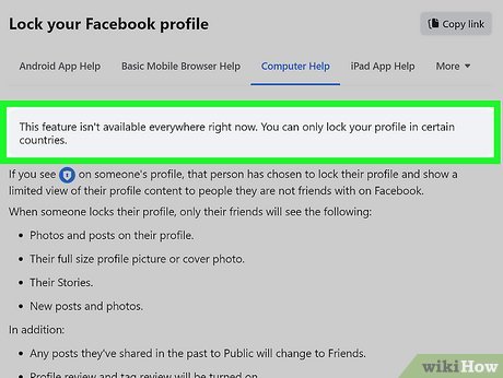 Step 2 Not everyone can lock their Facebook profile.