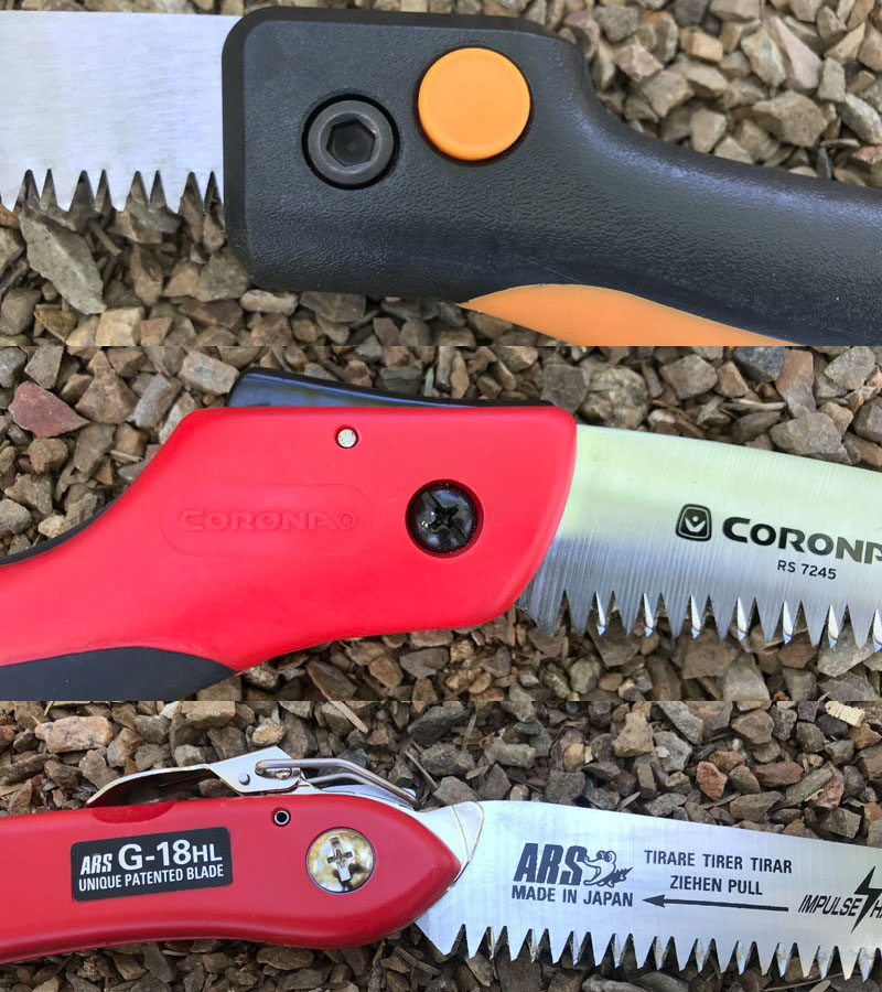 Folding saw locking mechanisms