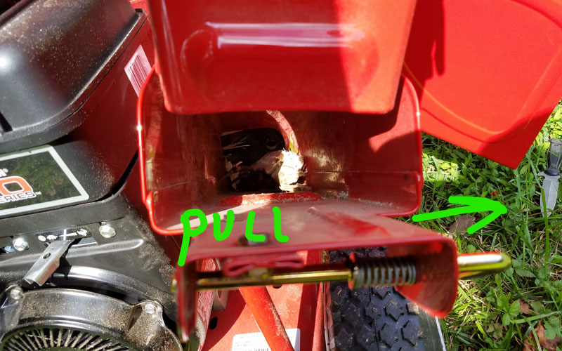 Troy-Bilt Chipper Shredder Photo releasing the top