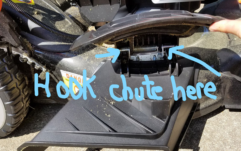 Yard Force 120V Cordless Mower hook chute here