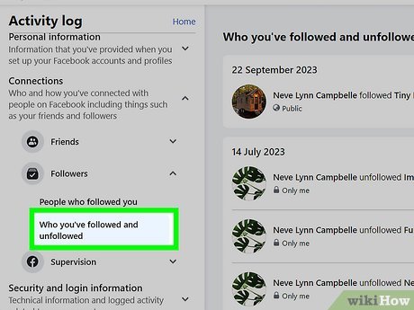 Step 7 Click Who you've followed and unfollowed.