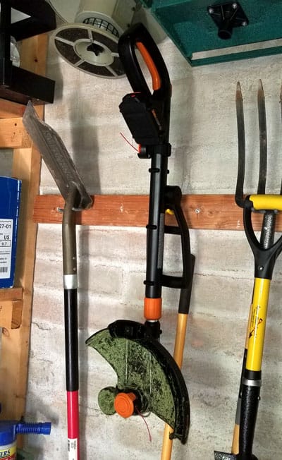 Storing the WORX GT Revolution string trimmer