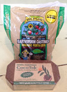 Coco-Tek growing medium and earthworm castings