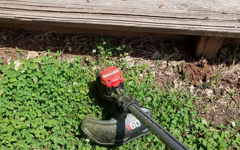 Craftsman 60 V String Trimmer around bench