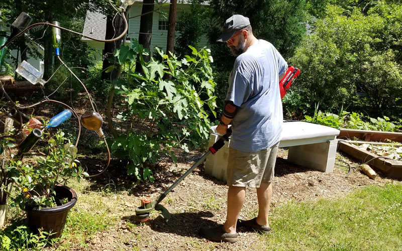 Craftsman 60V String Trimmer on weeds