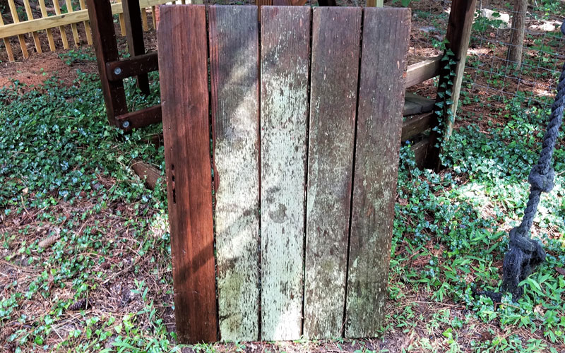 Yard Force Pressure Washer (YF3100ES-R) treated wood on left