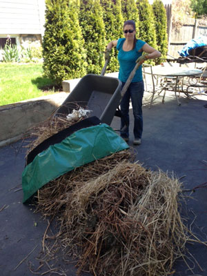 Dumping wheelbarrow contents is difficult